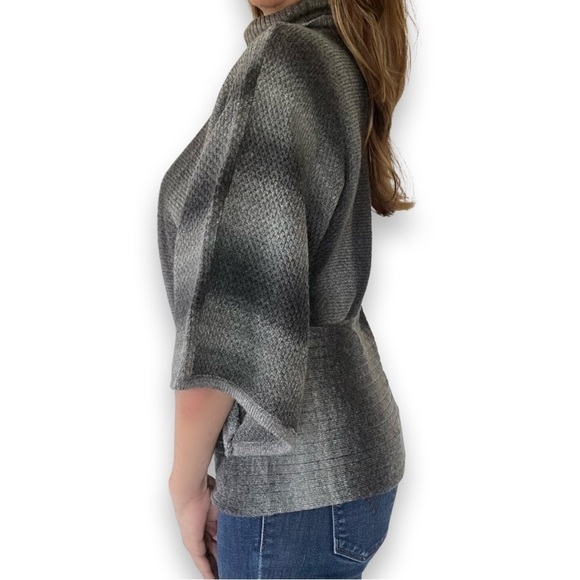 Dressbarn Wool Blend gray charcoal knit sweater turtleneck pullover kimono style - Picture 3 of 8